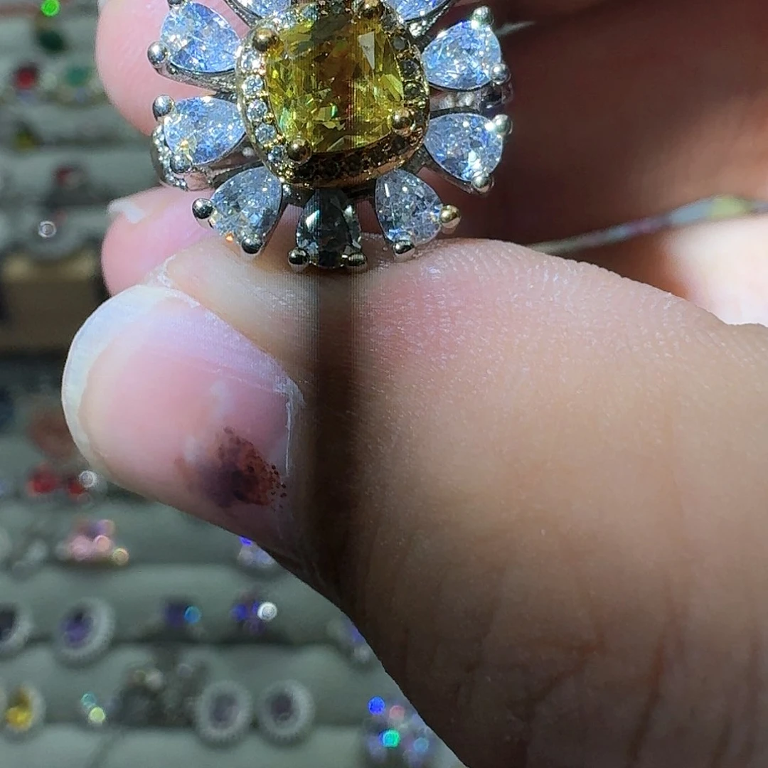 托帕石戒指银S925镶嵌