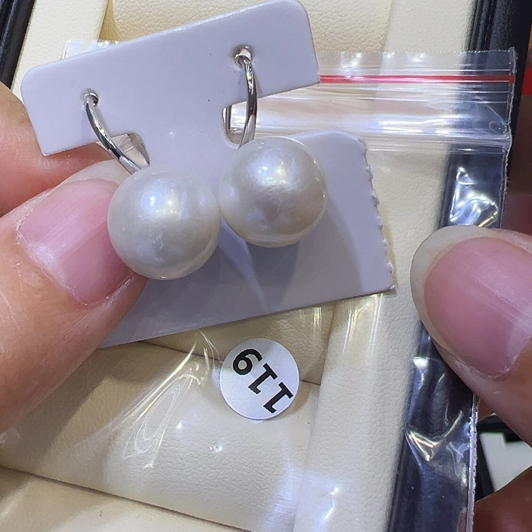 耳饰银S925镶嵌淡水珍珠
