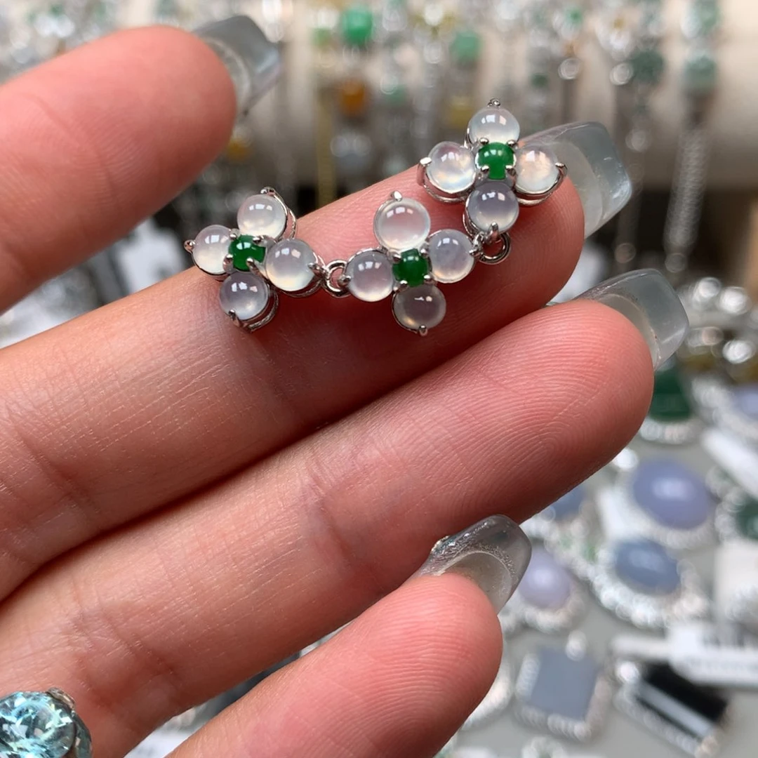 翡翠戒指银S925镶嵌吊坠