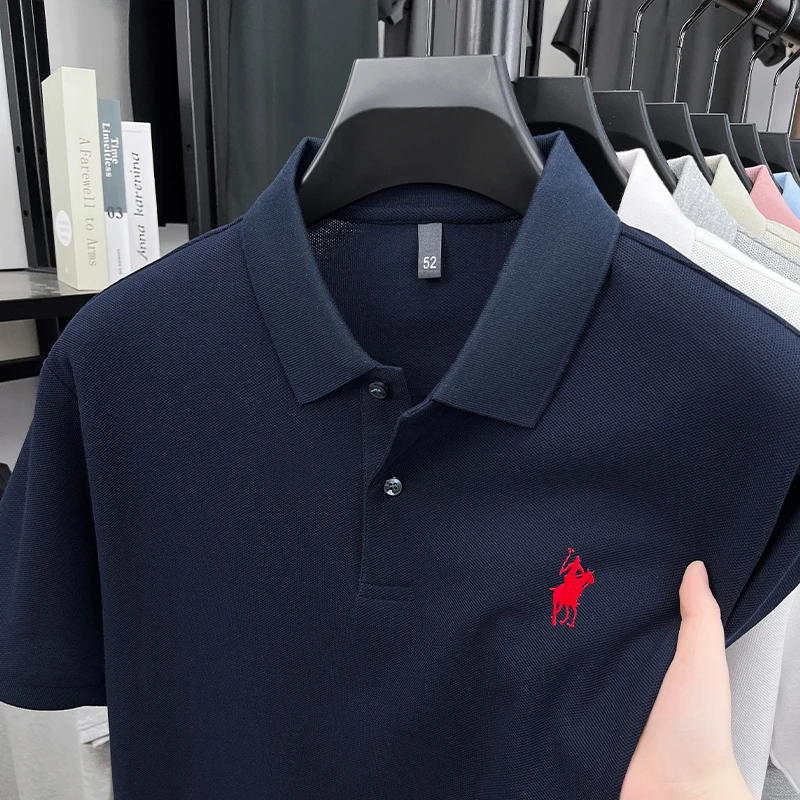 100纯棉春季男士短袖袖polo衫翻领休闲刺绣高档t恤百搭透气打底