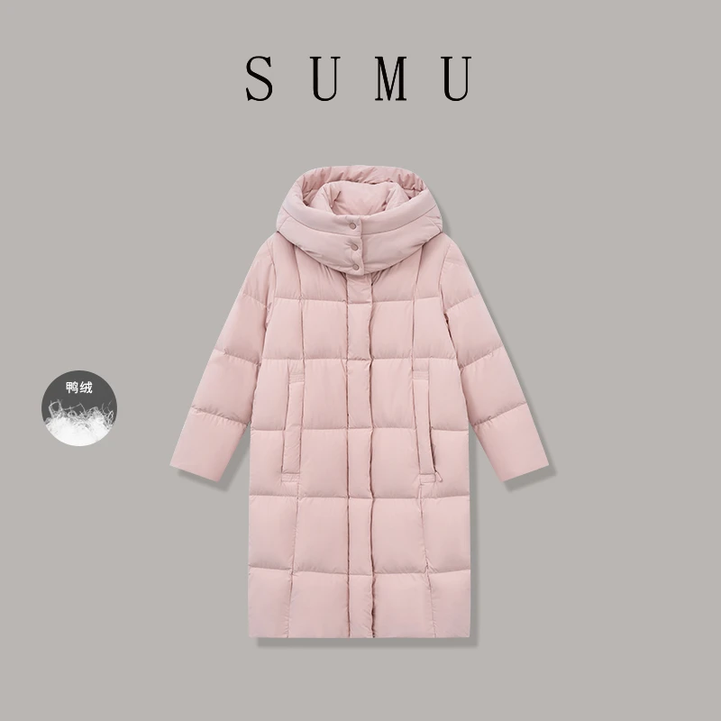 宿慕SUMU 2024时尚新款12-21女式中长款脱卸帽羽绒服SM 3066