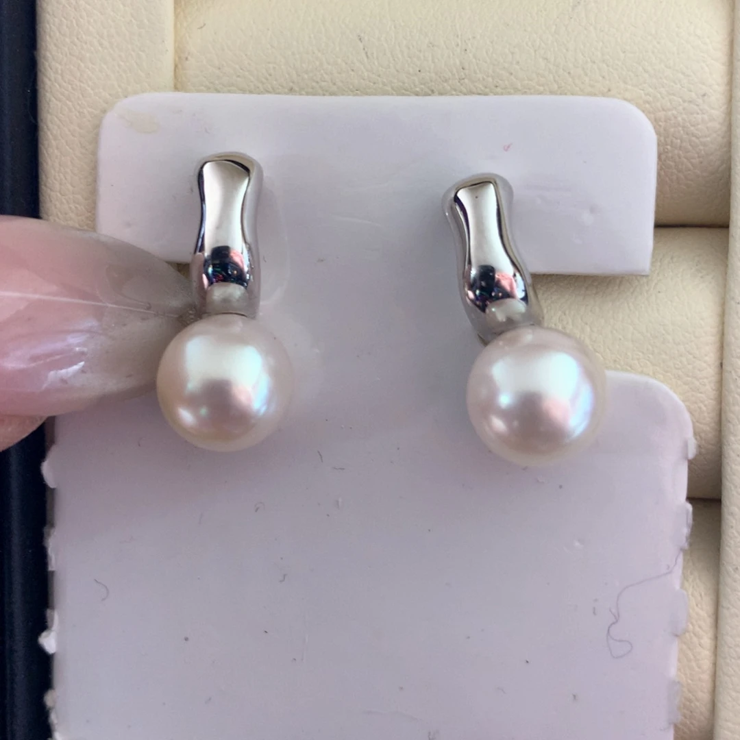银S925镶嵌耳饰海水珍珠