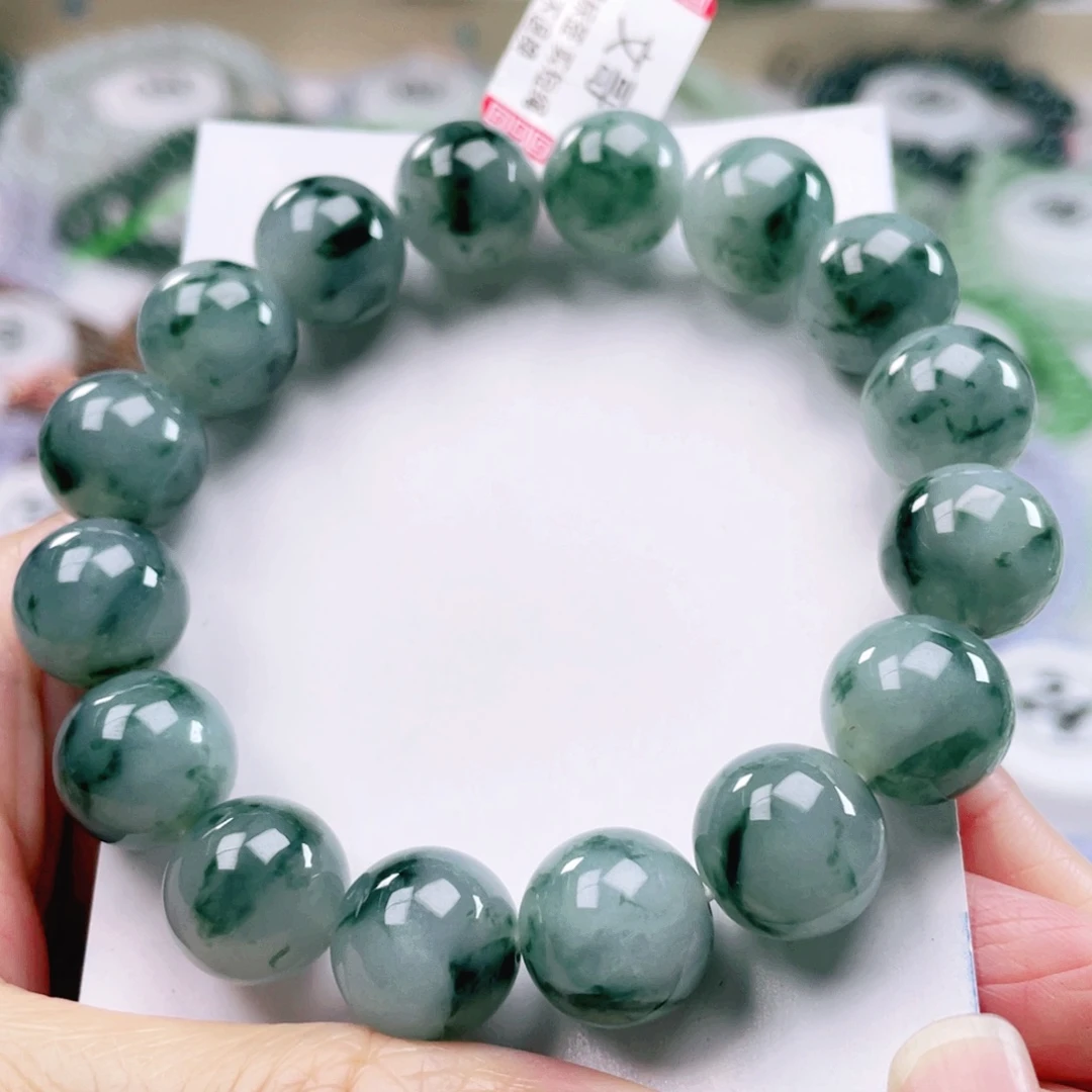 翡翠未镶嵌项链天然翡翠手串12.9mm左右