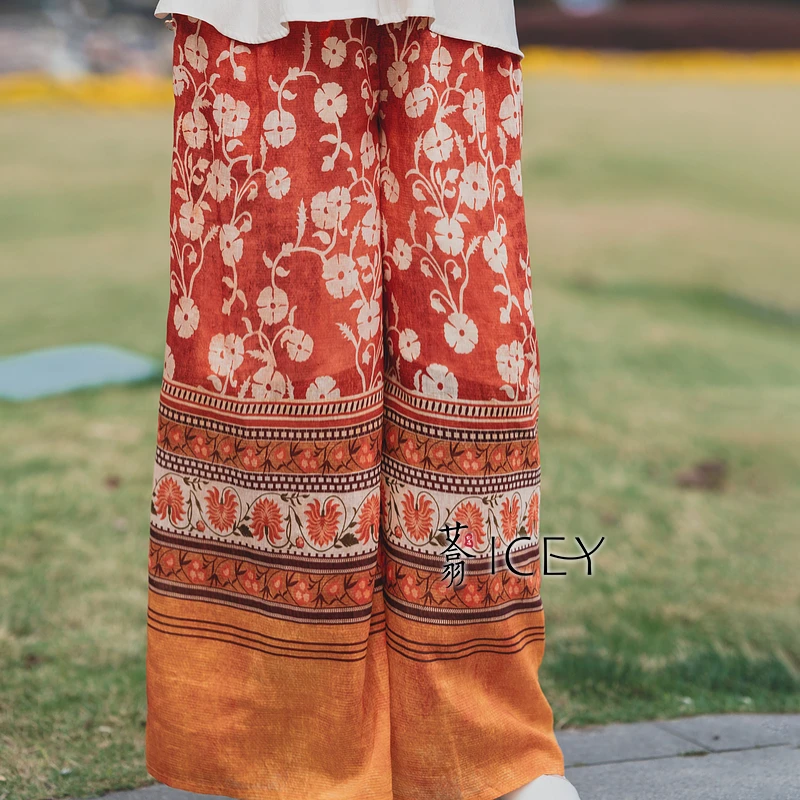 艾翕甄选【木棉花开】民族风休闲裤ZX2501116-1