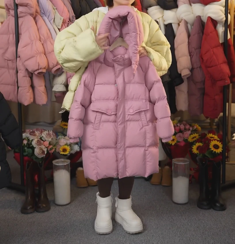 阮妈专属M扣2024新款儿童长款羽绒服女童中大童男宝童装冬季外套