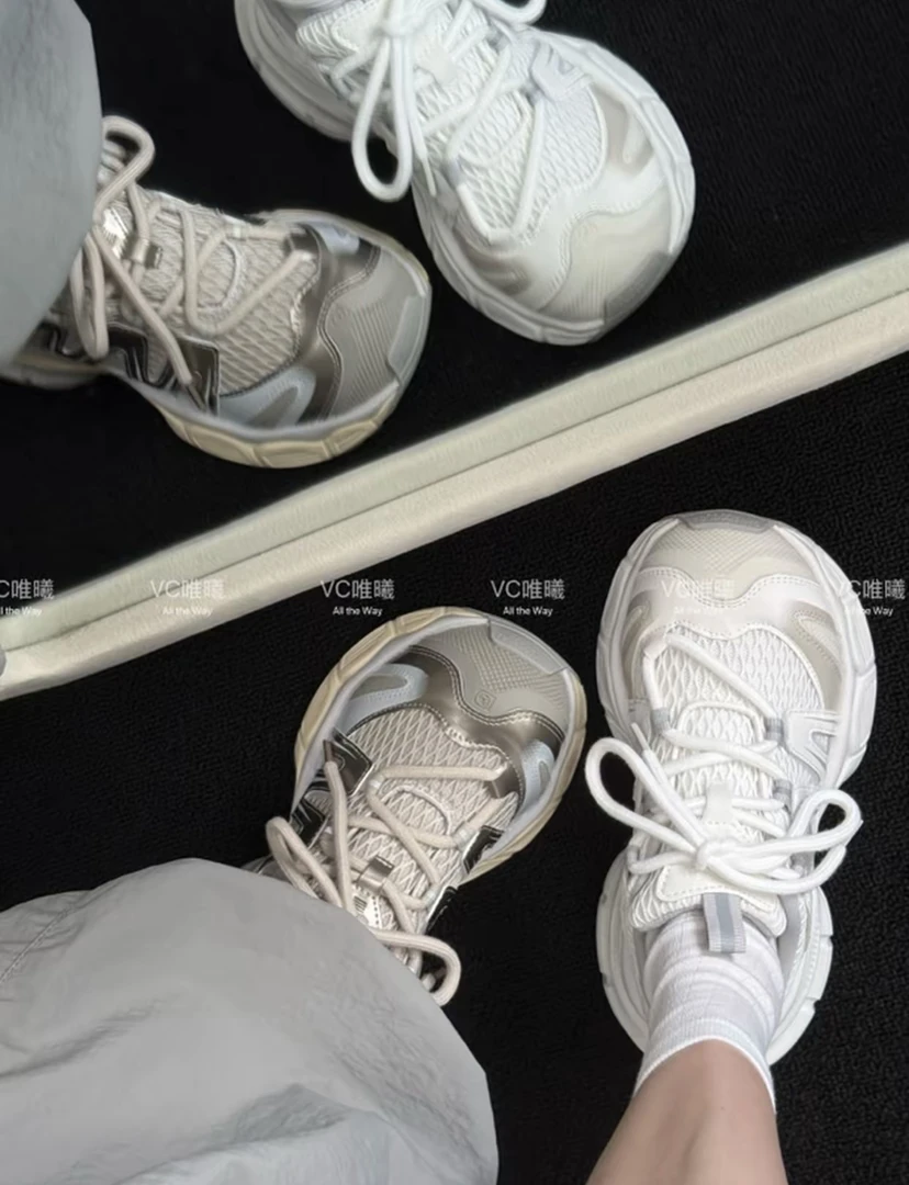 VC唯曦｜超正圆头老爹鞋卡皮巴拉厚底轻跑网面透气运动鞋
