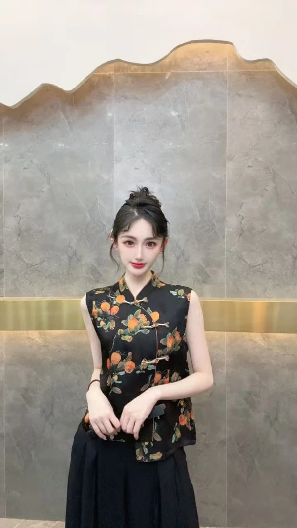 3885新国潮（柿柿如意）斜扣夏季马甲