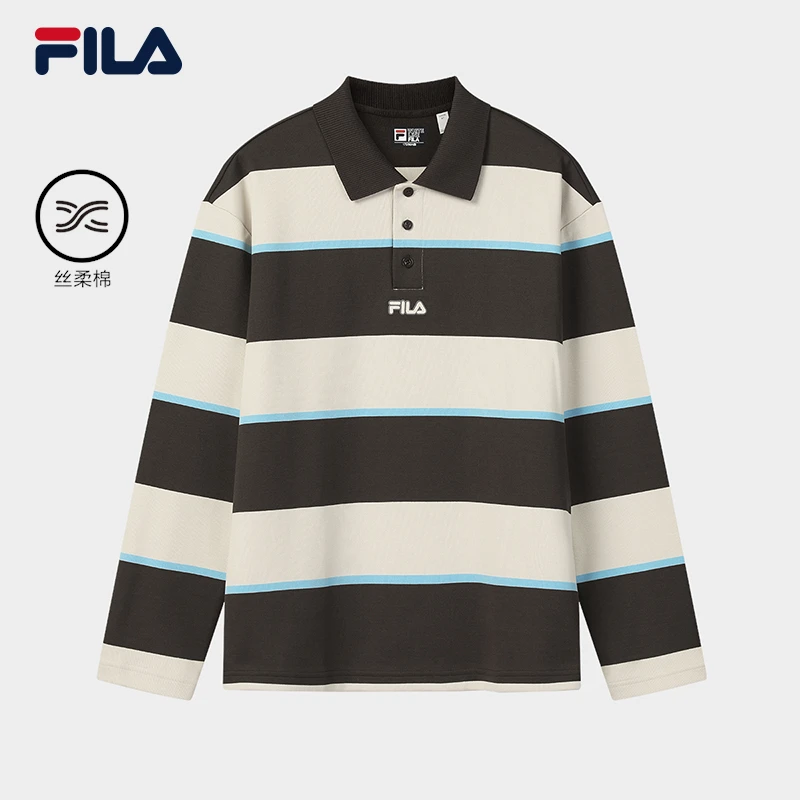 Fila/斐乐男【亲肤丝柔棉】春秋时尚条纹休闲长袖polo衫F11M619216F