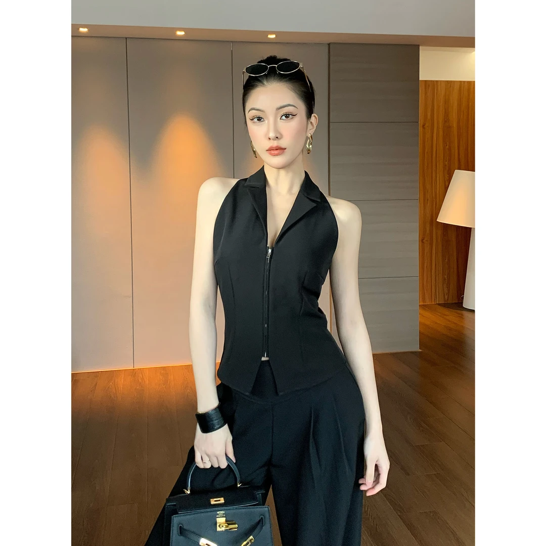JIJINQI时尚气质夏季新款收腰修身百搭v领通勤上衣女JD03SZPT1094