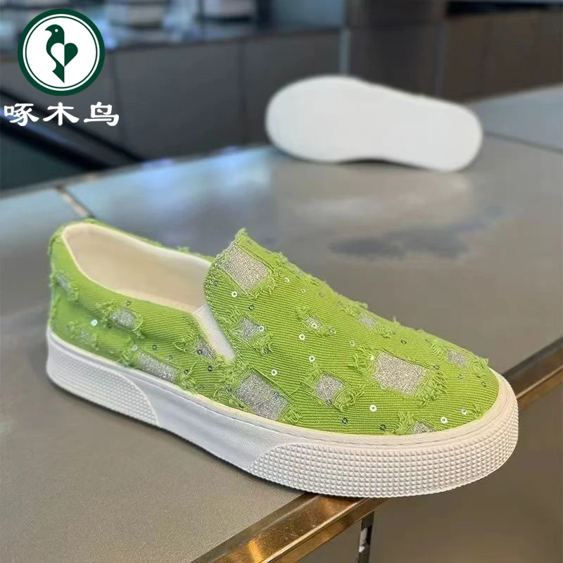 【正品】啄木鸟男鞋新款透气潮流百搭休闲帆布鞋子男款软底运动板鞋