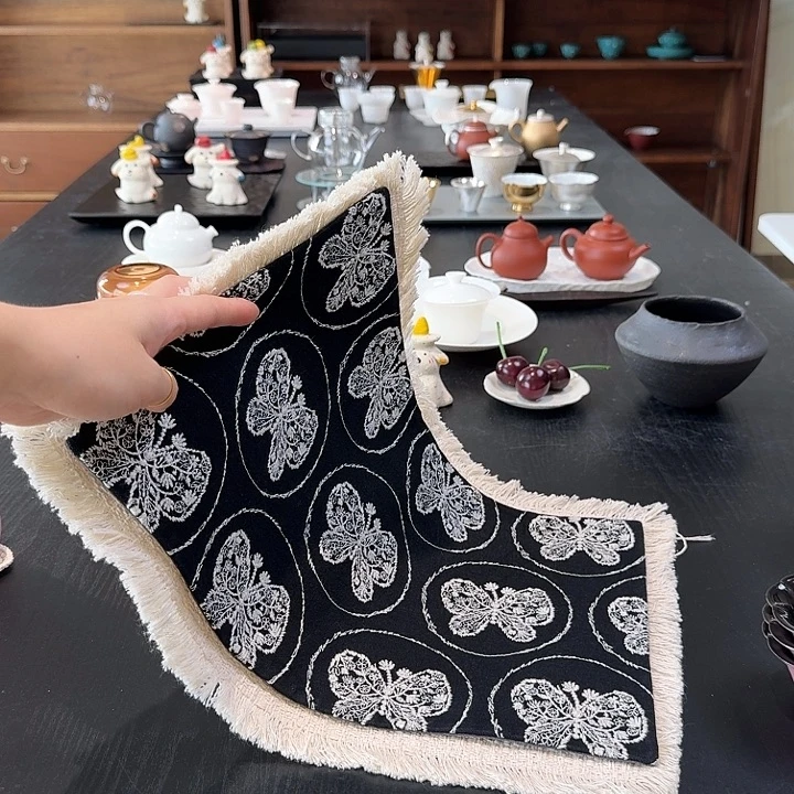 2件套茶席 黑蝴蝶+流苏