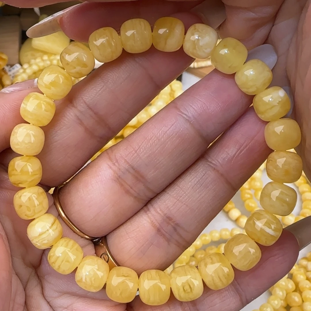 蜜蜡未镶嵌手链虎皮妖花老型手串