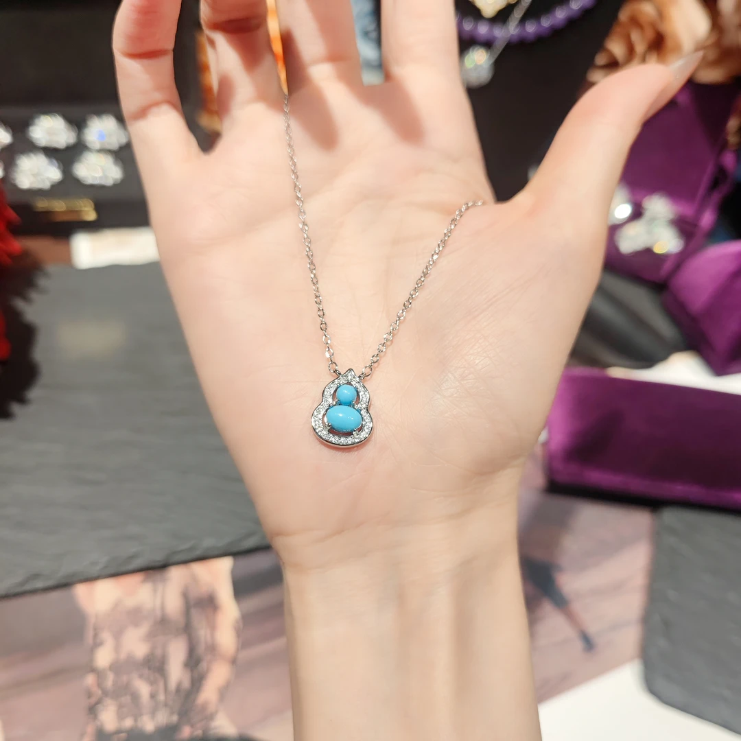 铜合金项链 优雅松松葫芦项链气质显白灵动银色