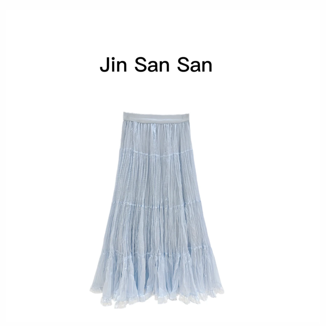 金三三【一路生花】2025夏季新款时尚百搭设计师休闲半身裙H2573