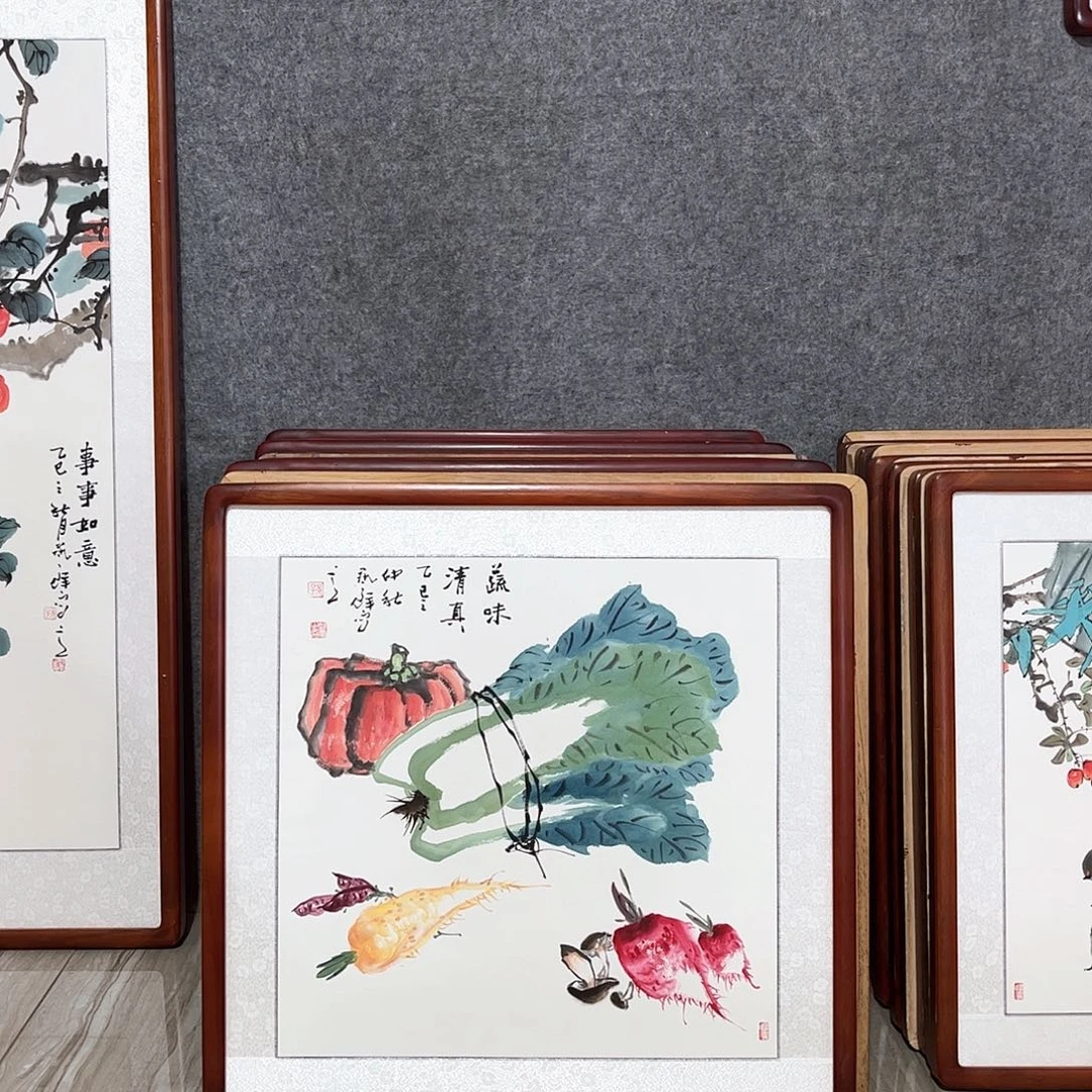 国画书画作品带框63×63