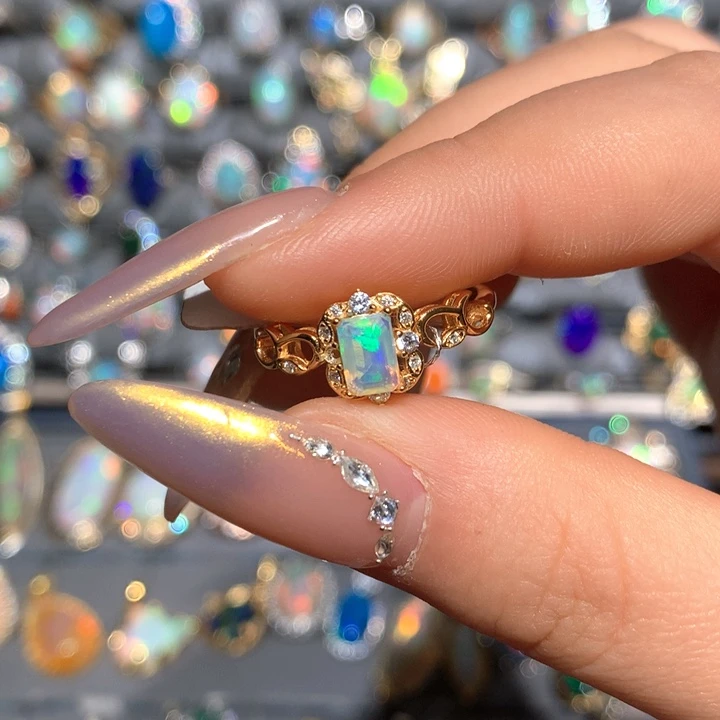 欧泊欧泊戒指t银S925镶嵌