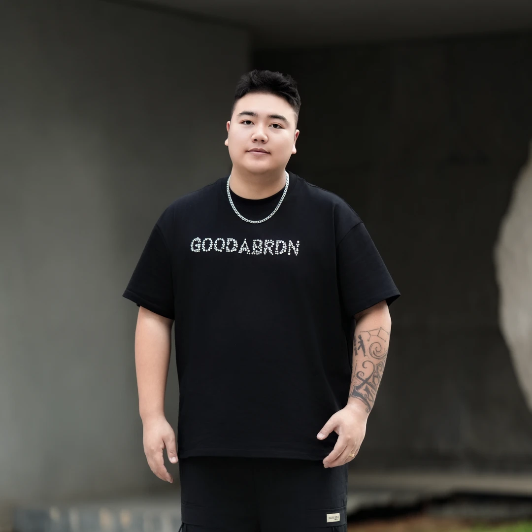 【字母 T恤】蝈蝈原创大码男装高克夏季新款宽松重磅T恤纯棉