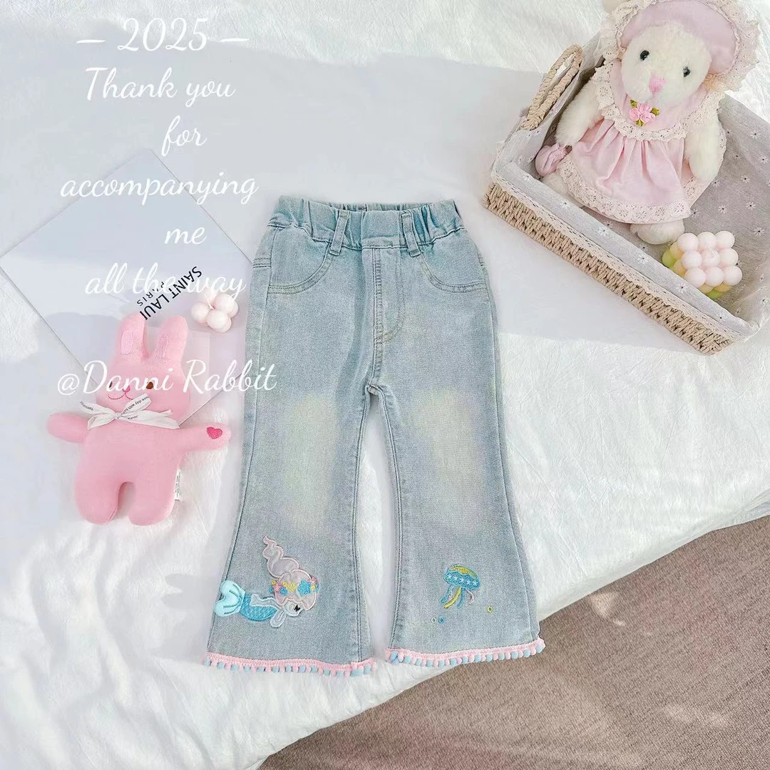 【Dannirabbit】*春日搭配+细节满满*可爱美人鱼女童牛仔裤 D-A27