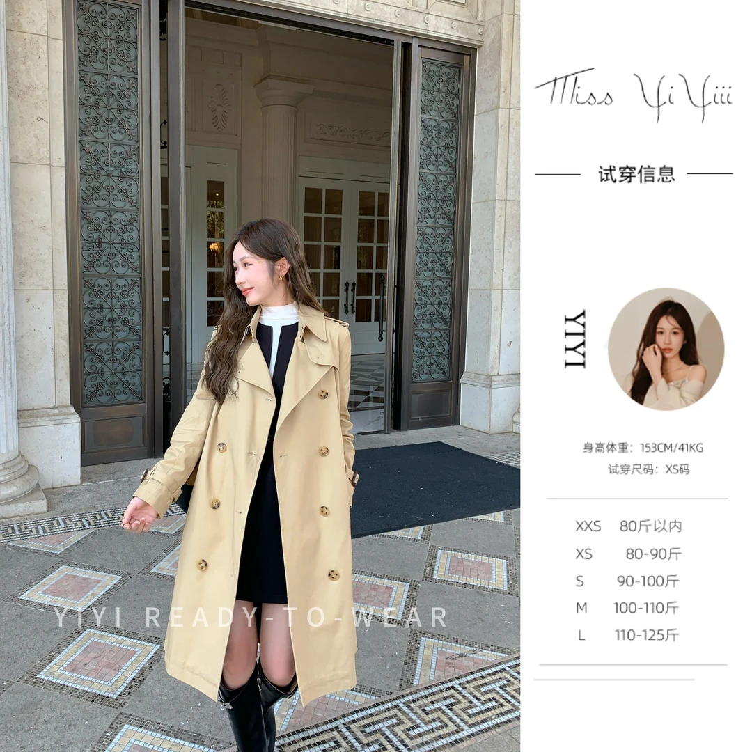 【BBR肯辛顿】<YiYiii>小个子复古英伦风衣时尚知性收腰长款大衣