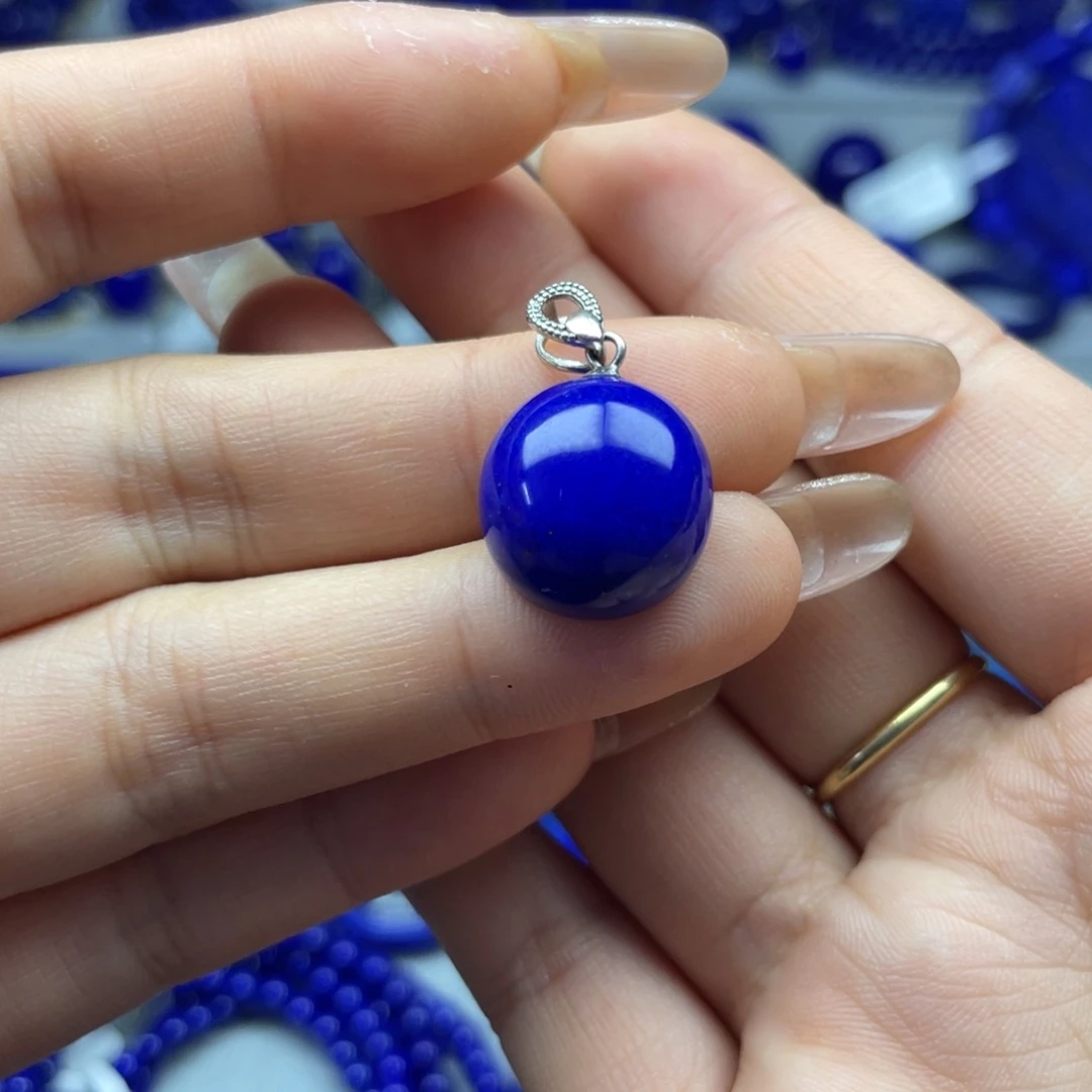 青金石锁骨吊坠银S925镶嵌