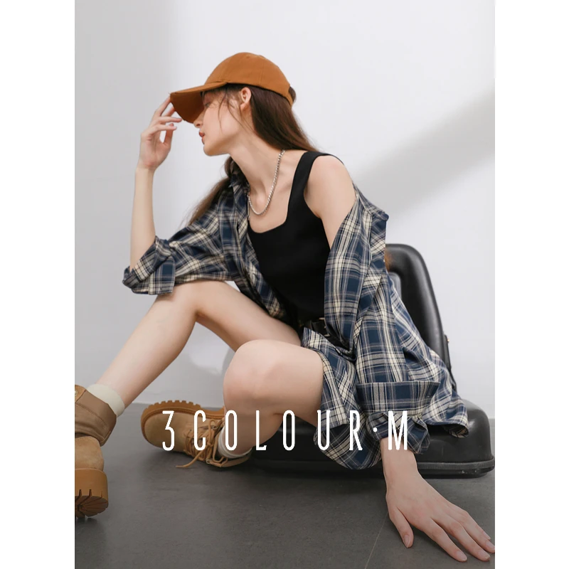 【直播专享】三彩2025春季新款衬衫宽松衬衣开衫翻领休闲复古女M