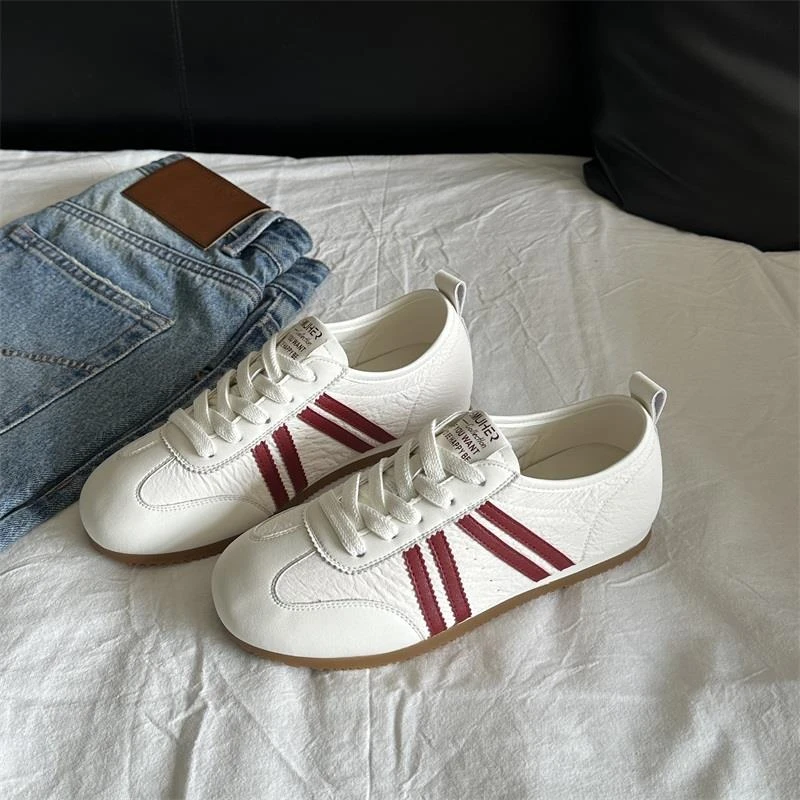 平底德训鞋女款新款春夏季运动休闲阿甘鞋子百搭复古系带板鞋