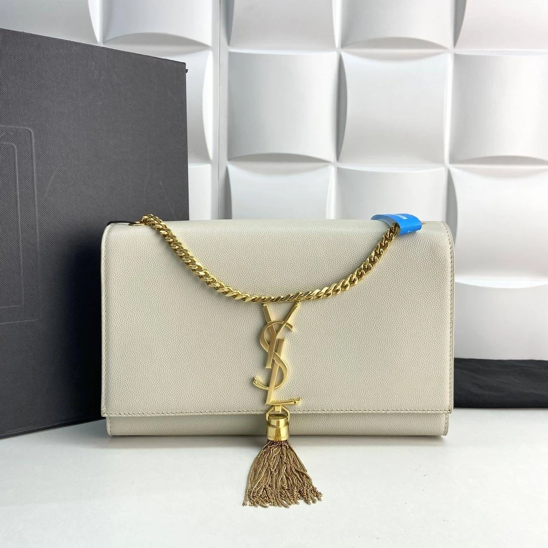 99新 YSL/圣罗兰 圣罗兰白金流苏KATE单肩包 THHZ3470