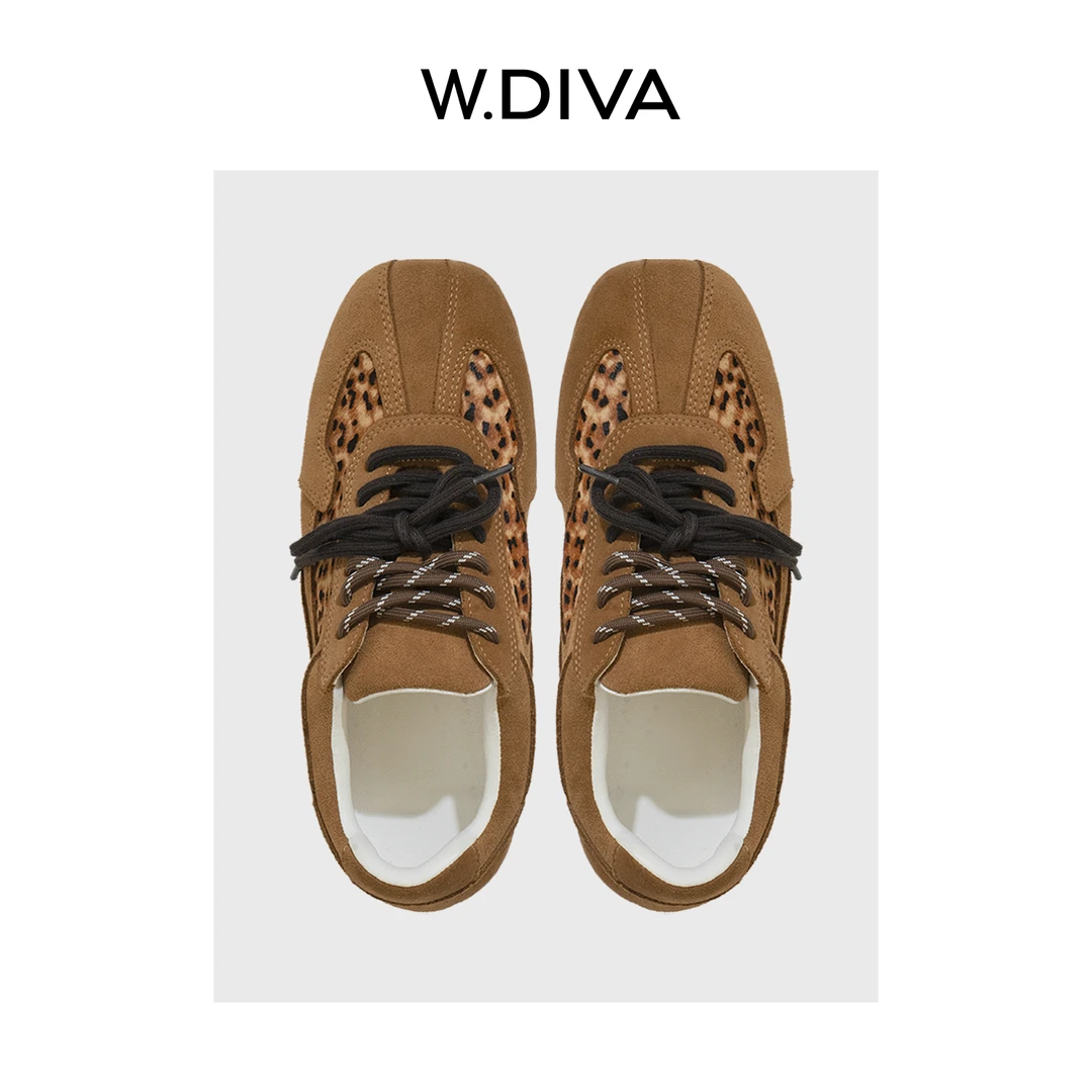 W.Diva【旷野织棕】牛反绒拼豹纹德训鞋甜酷反差感高级感50X102614