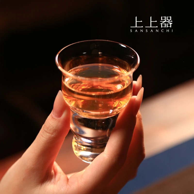 上上器禅韵系列福禄杯圈足曲腹茶杯茶具零铅定制顶奢水晶杯