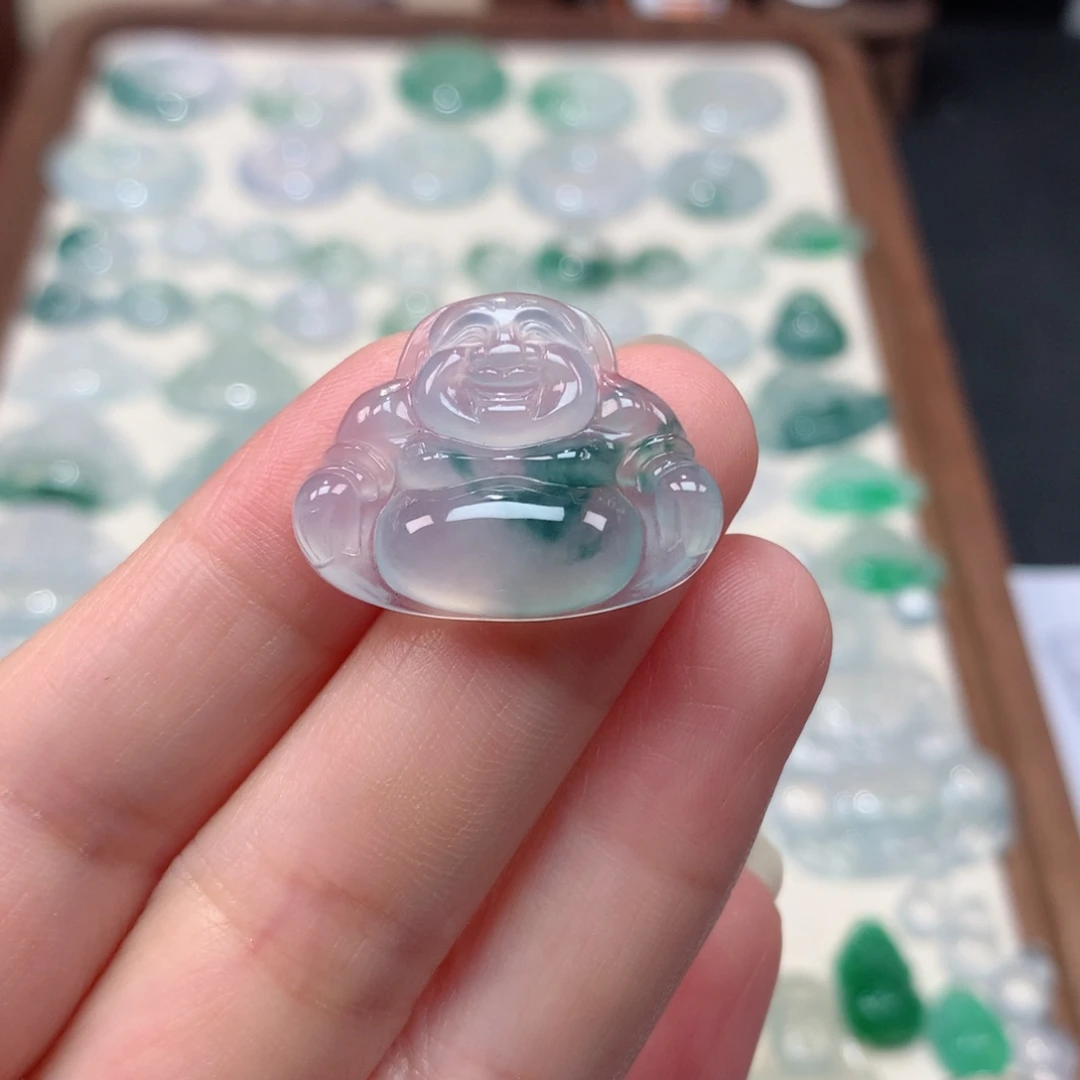 翡翠未镶嵌颈饰冰种飘花佛公