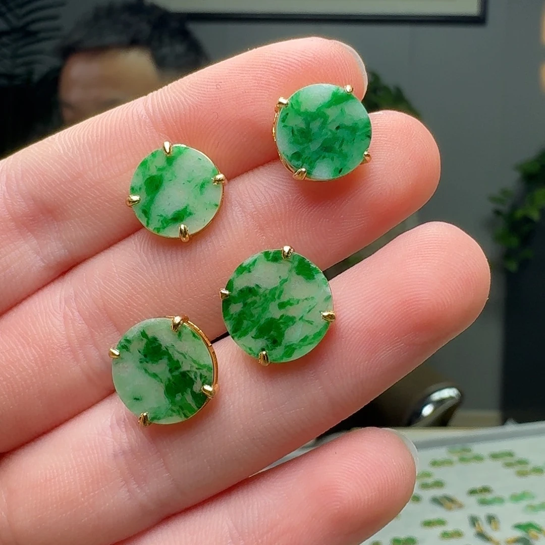 翡翠银S925镶嵌耳饰多样性发货其一