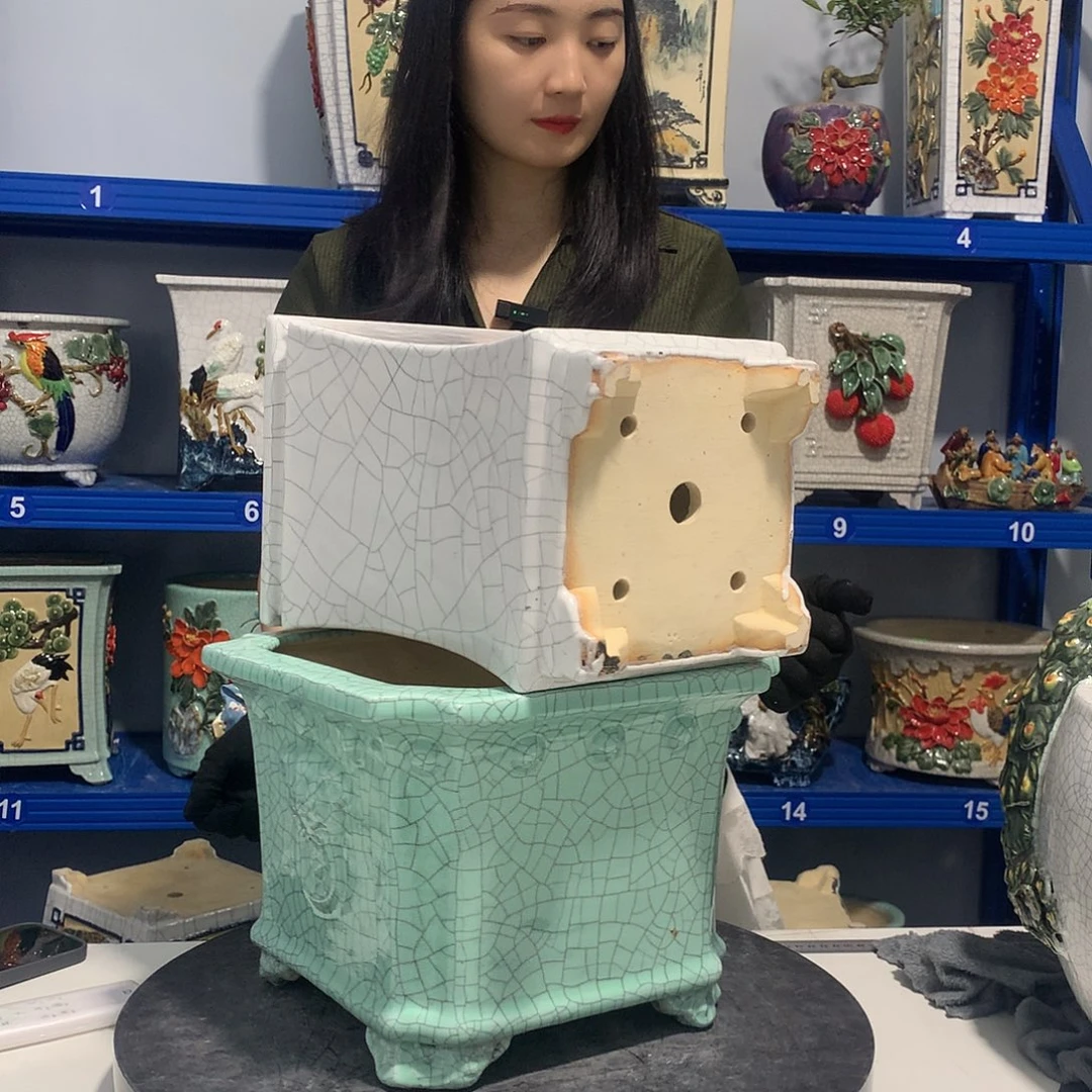 杰***长高温粗颗粒陶土石湾盆