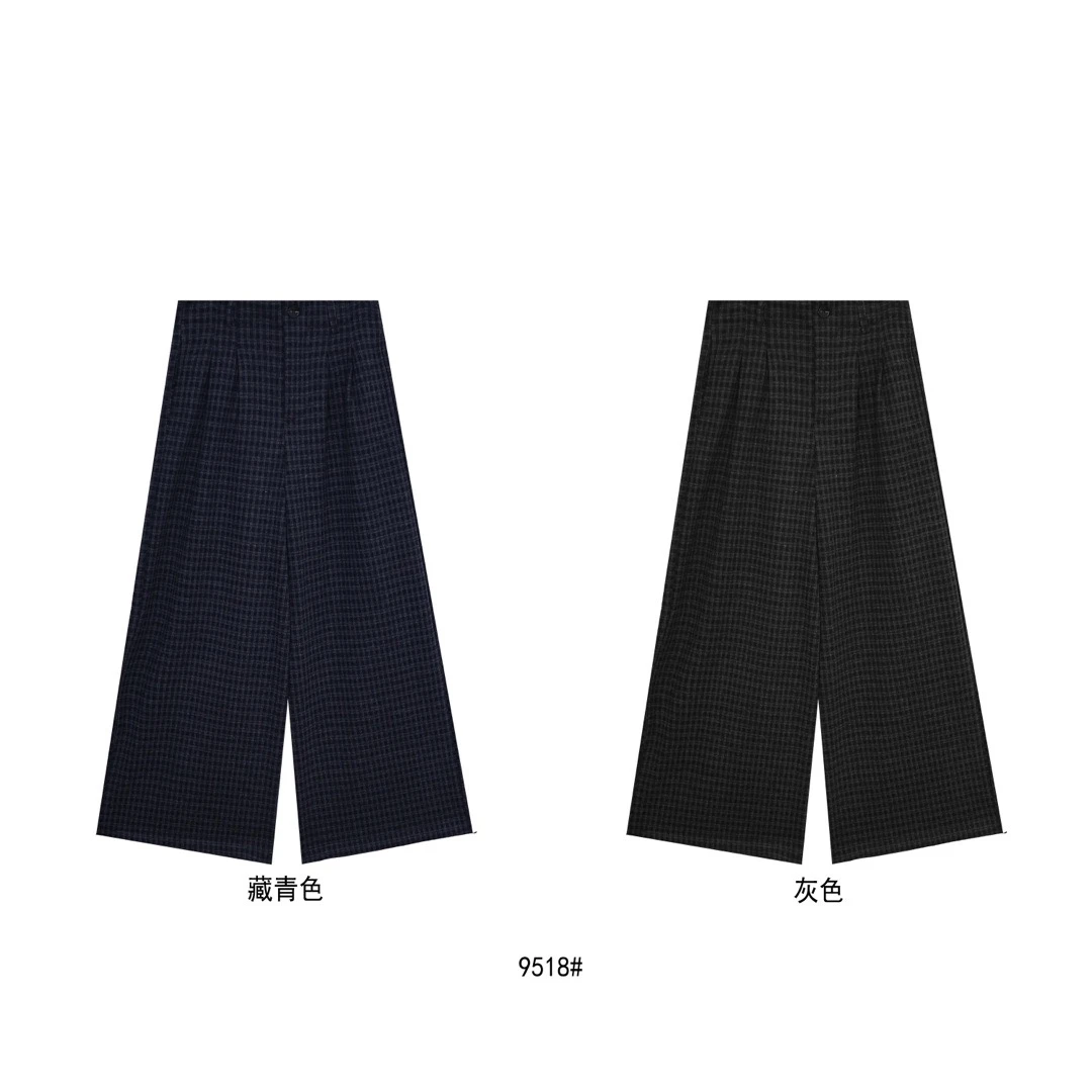 鑫燃KIKI 秋冬复古格子垂感宽松百搭休闲裤 9518 BSG
