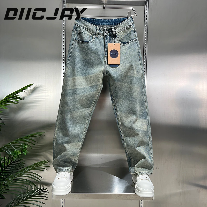 DIIC JAY/狄杰美式休闲牛仔裤男百搭潮流做旧水洗宽松直筒休闲裤