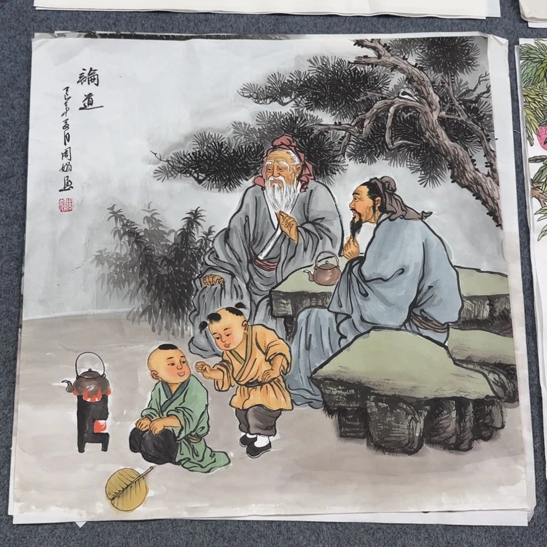 国画尺寸70X70手绘作品