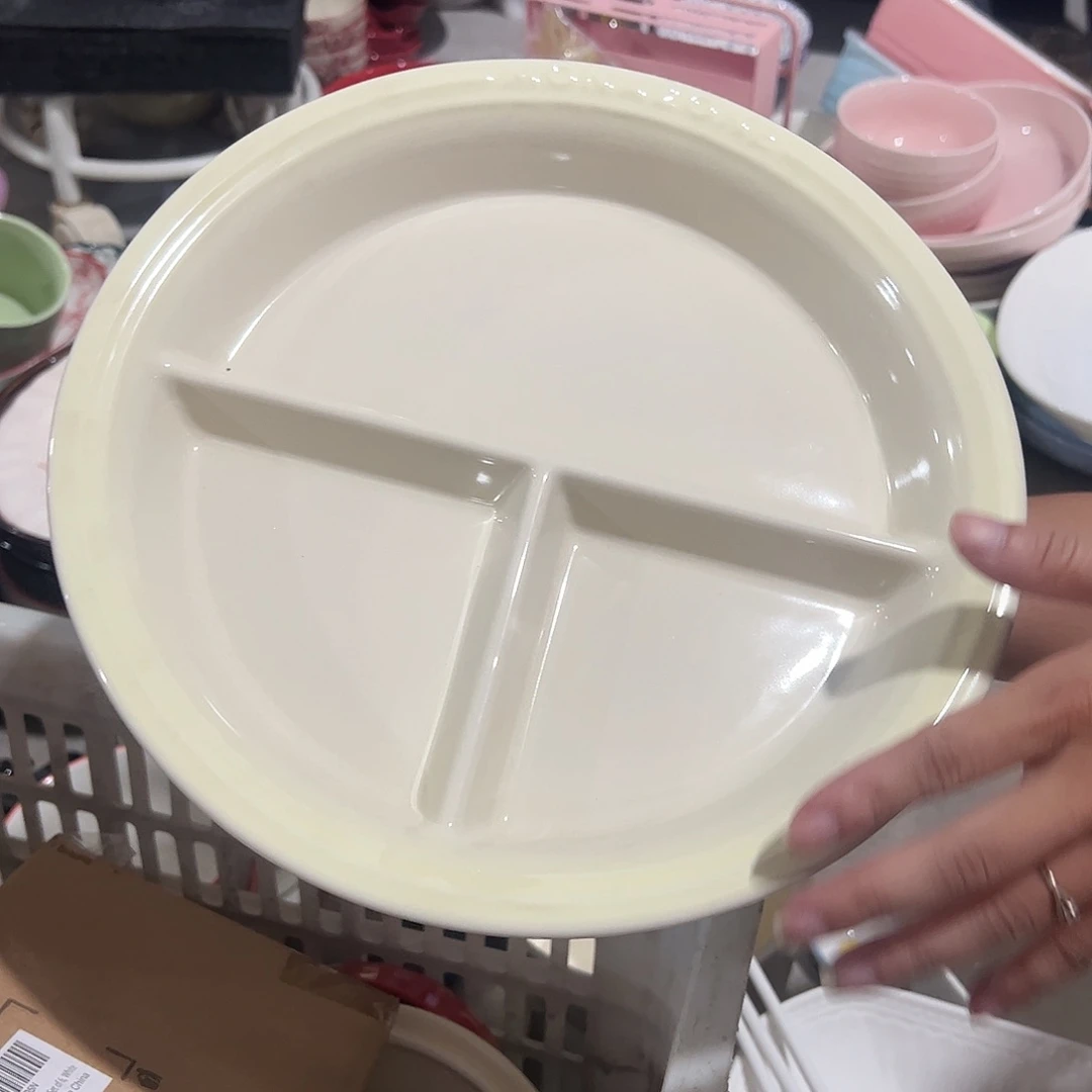 瓷片摩登10寸3个盘白色一个微瑕