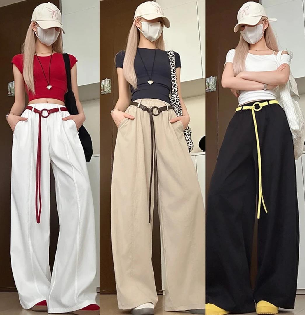 【破价】韩系ins慵懒感气球裤夏季简约压褶阔腿裤女不含腰带