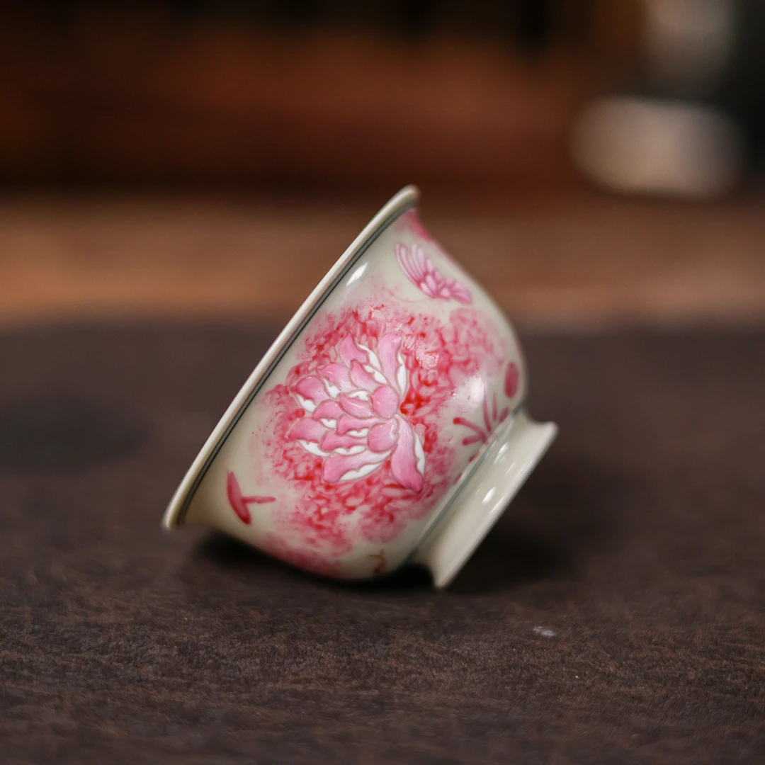 【斋居】立勤堂-二号釉-荷花元宝盖碗（EHY-GW-037）