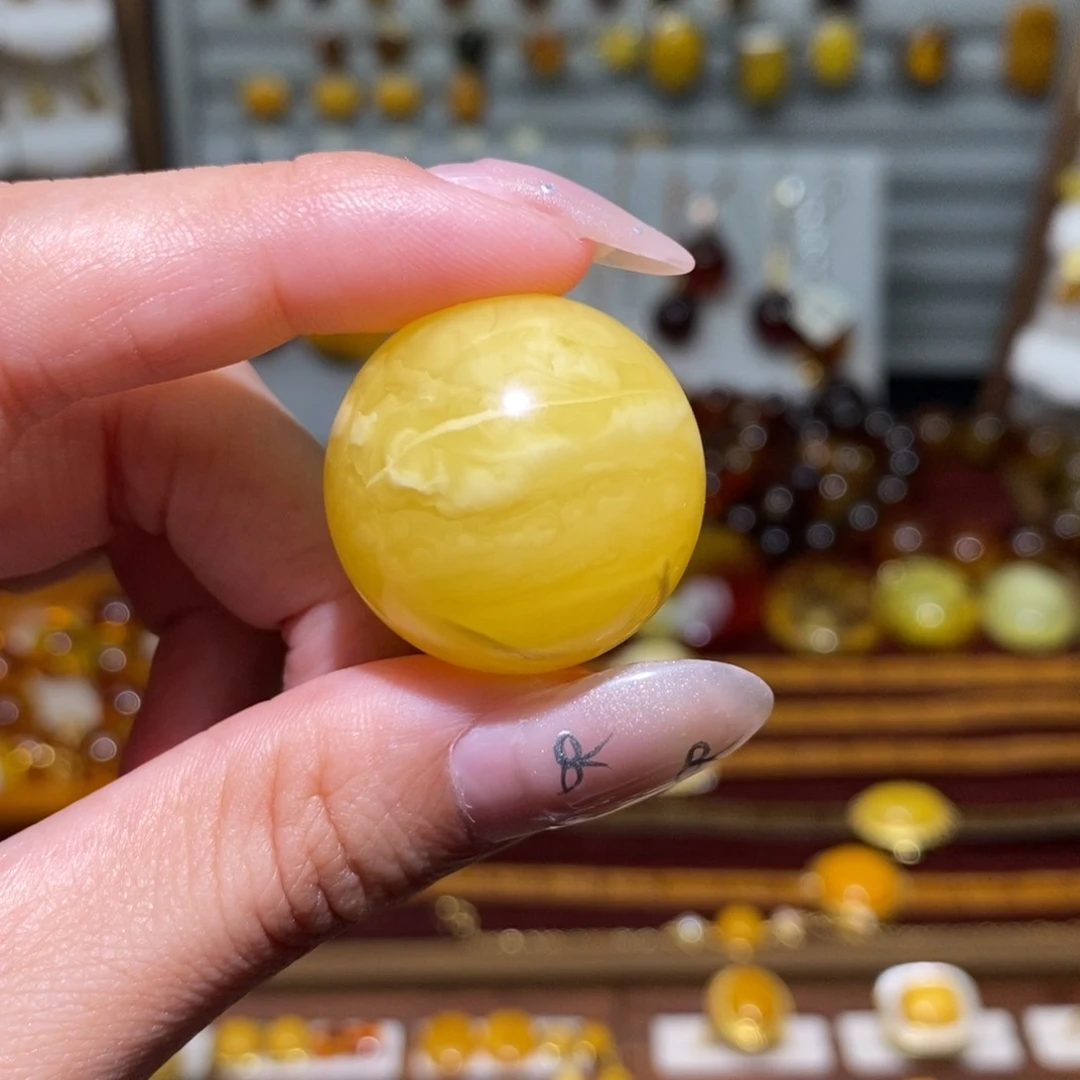 未镶嵌琥珀裸石26.9mm单珠