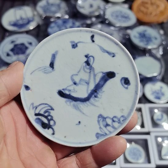 瓷片青花影青杯垫学习标本