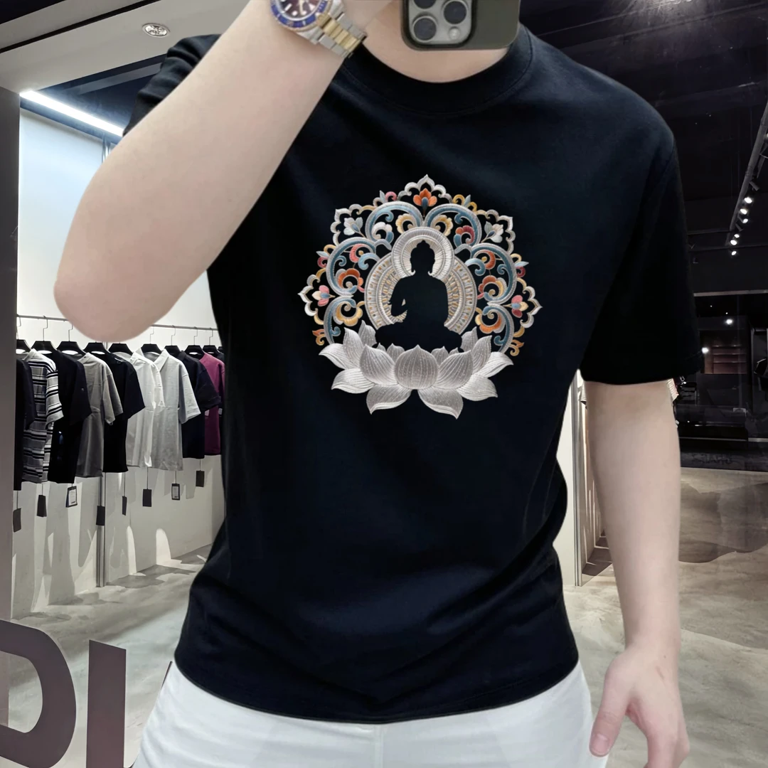 100%纯棉男士短袖T恤重磅圆领夏季潮牌半袖休闲百搭青年上衣体恤