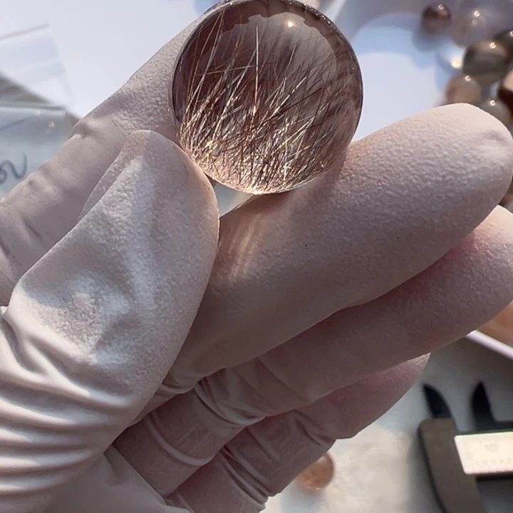水晶发晶18.6mm单珠打孔定制不退换未镶嵌爱****绮