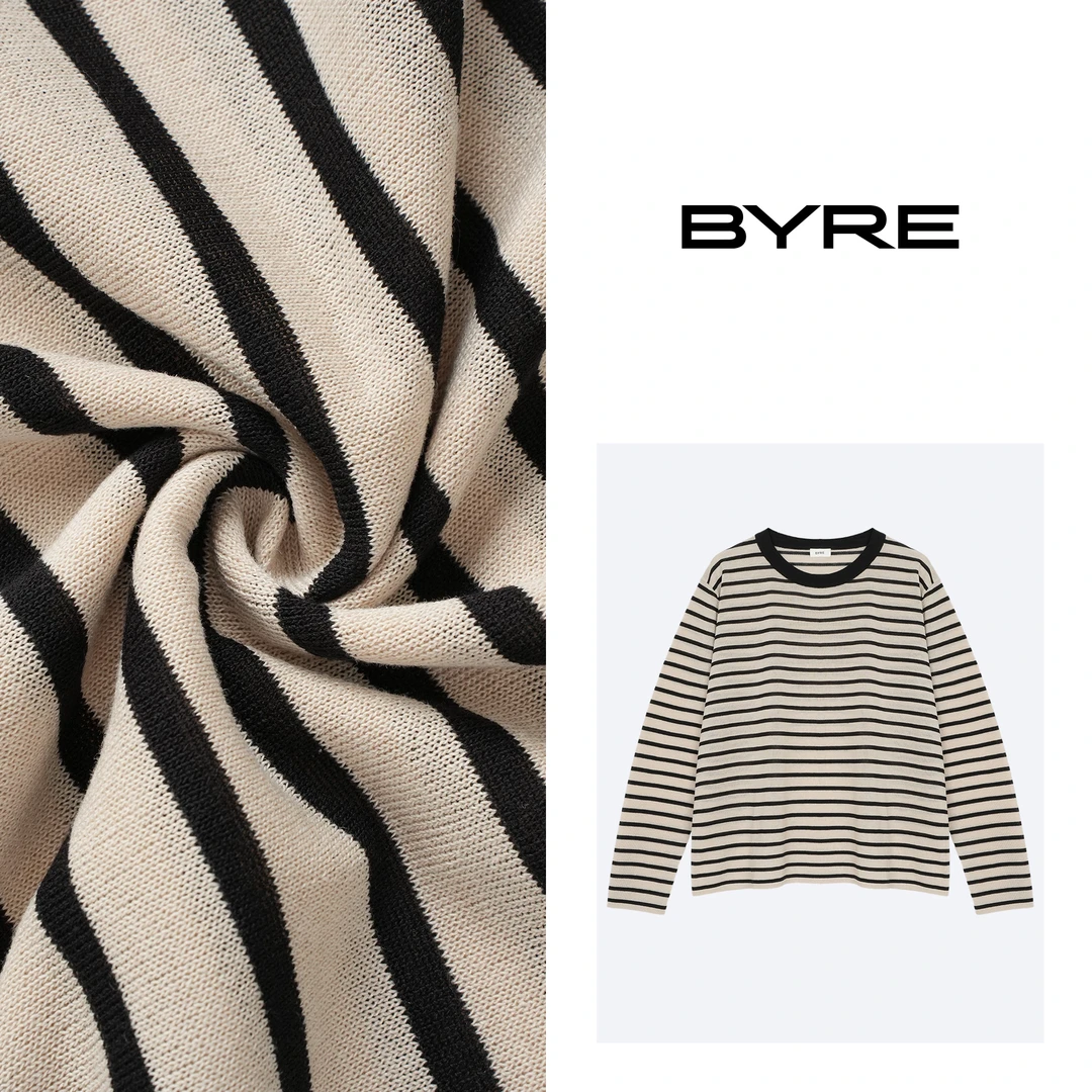 BY711 条纹圆领毛衣【冷水手洗】
