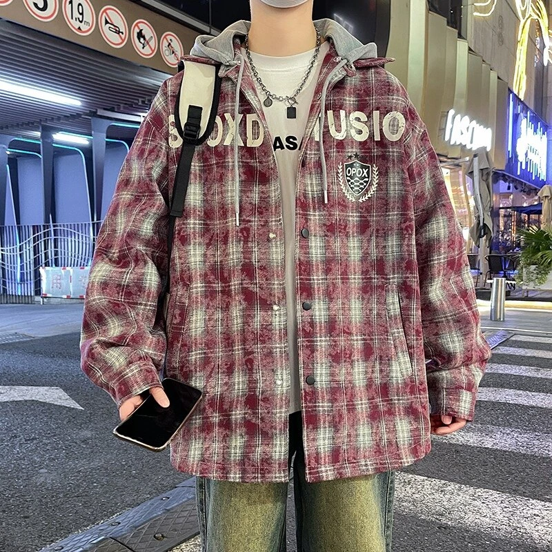 青少年学生休闲时尚格子夹克外套男春秋新款舒适潮流时尚百搭外套