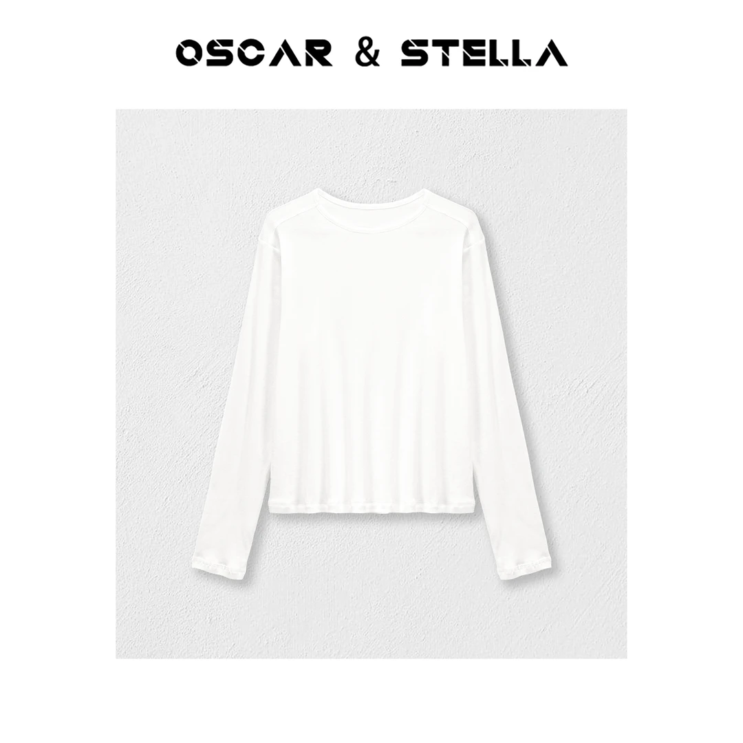 OSCAR&STELLA【清禾】春季圆领纯棉休闲显瘦长袖T恤 249-25522