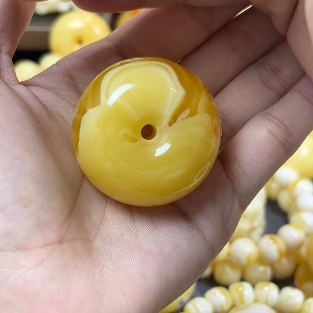 琥珀未镶嵌手串平安扣
