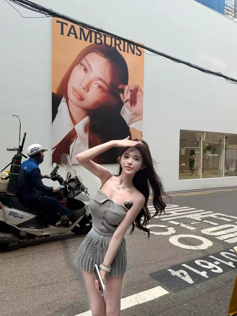 【比弗利】纯欲风针织背心上衣女防走光内衬百褶裙时尚套装两件套潮