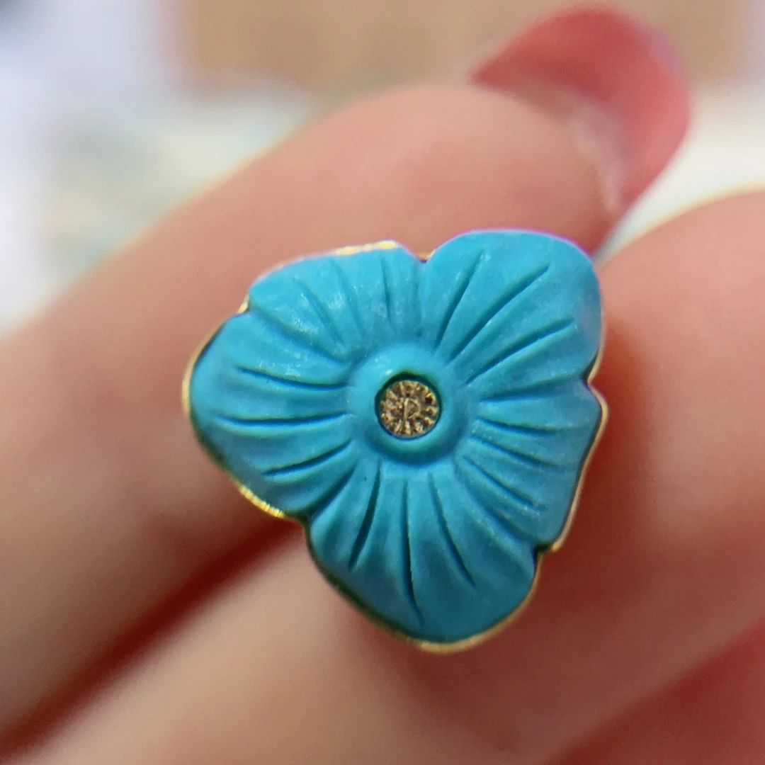 绿松石珠宝奇石18K金镶嵌