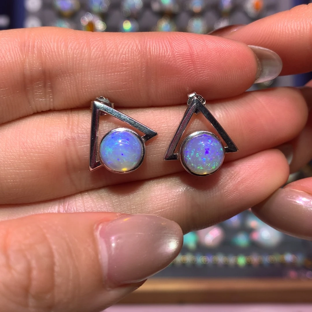 银S925镶嵌欧泊耳钉款式