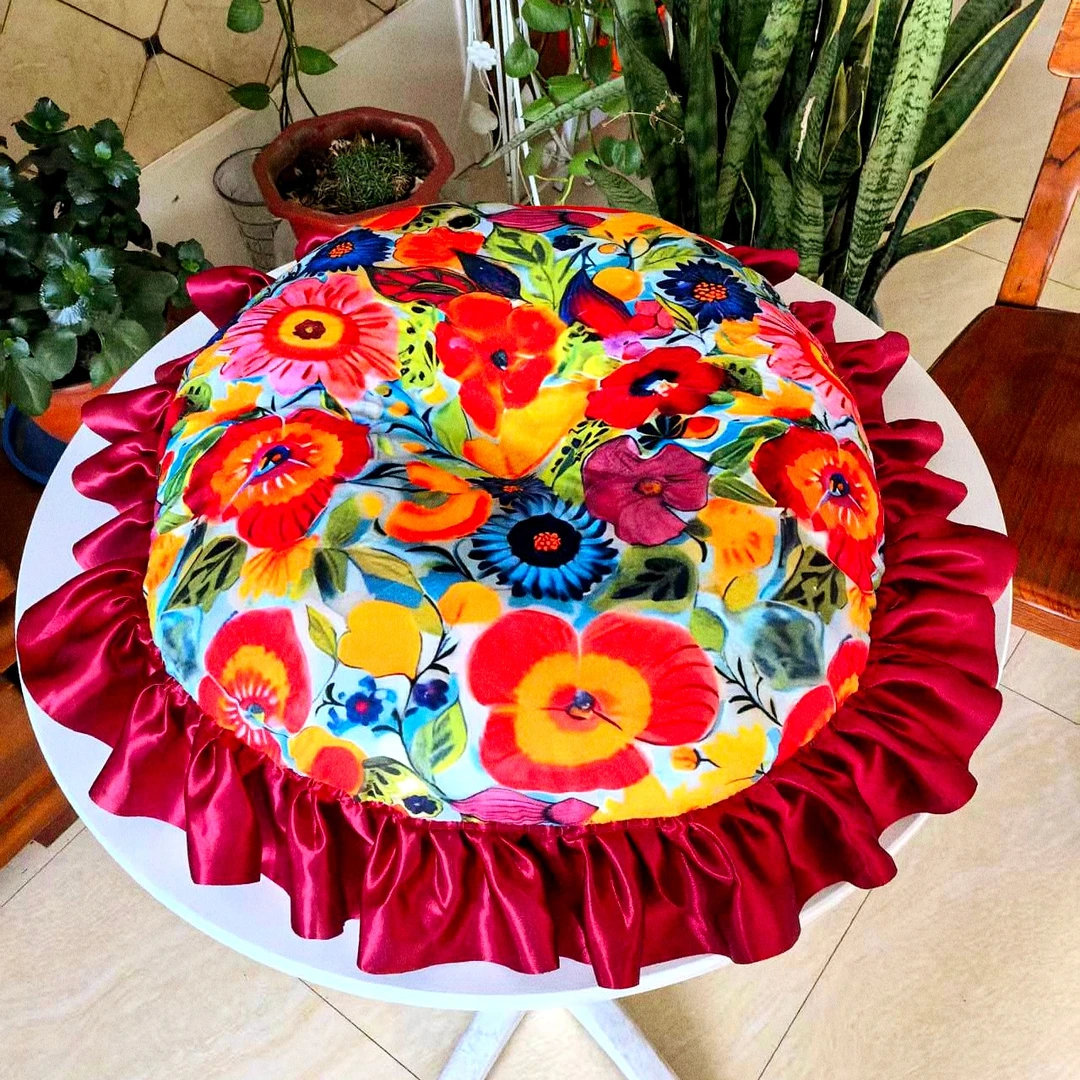 复古花边圆形椅子坐垫透气蒲团榻榻米地板垫防滑办公室靠椅垫子